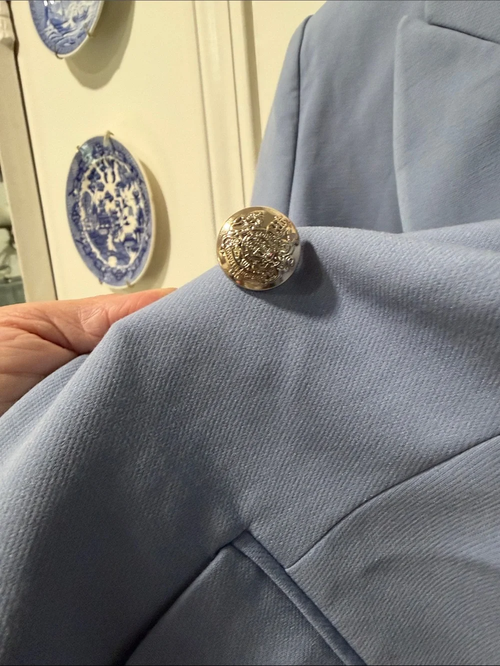 White House Black Market Double-Breasted Powder Blue Blazer